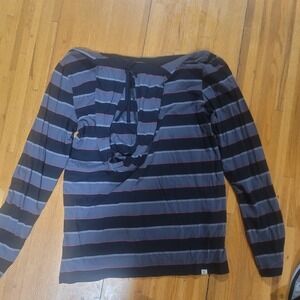Vans Men's Striped Hooded Long Sleeve Shirt Hoodie Size L Black Grey Red